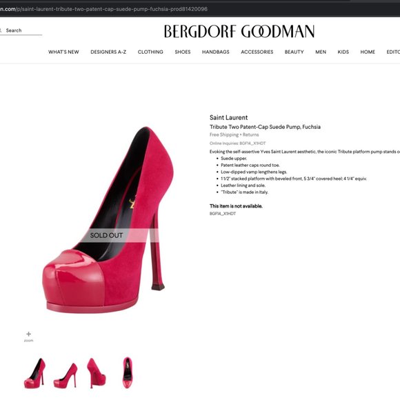 Saint Laurent Tribute Two Patent-Cap Suede Pump, Fuchsia Size 35 - Picture 2 of 7